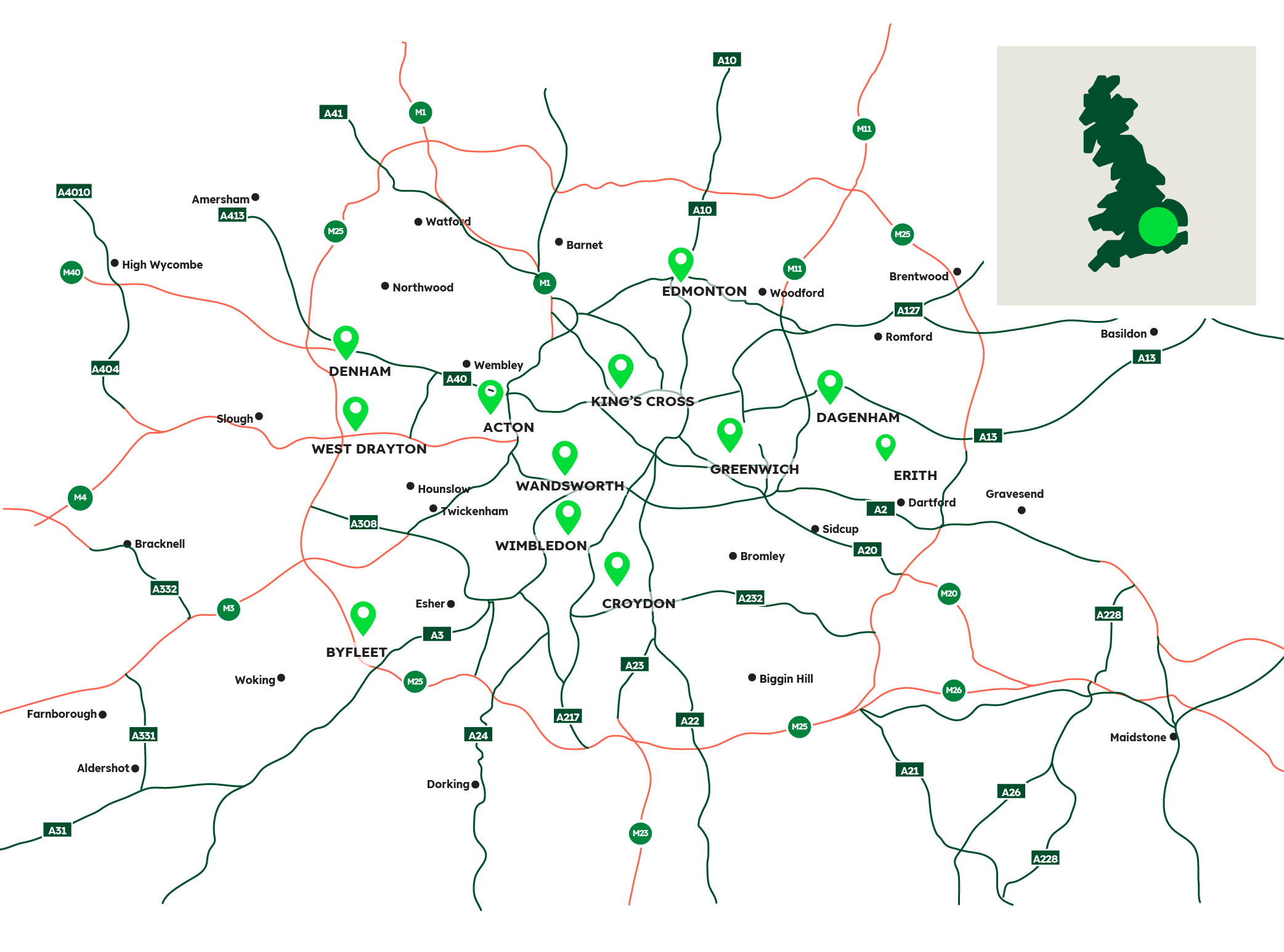 Concrete London Area Sales Map