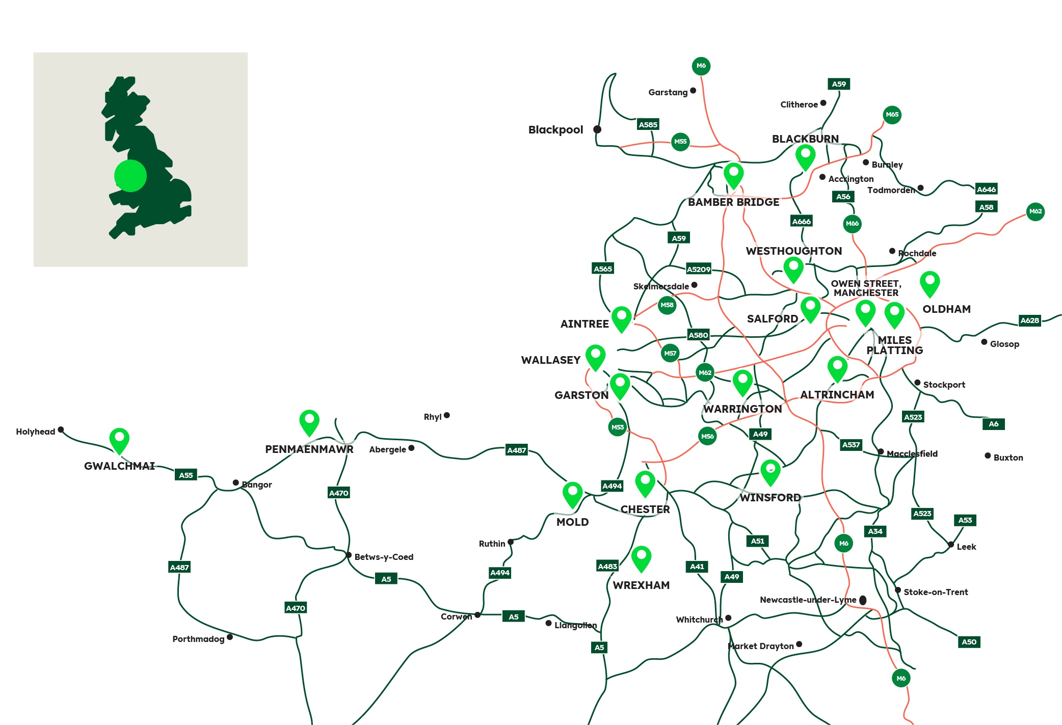 Concrete North West and North Wales Area Sales Map