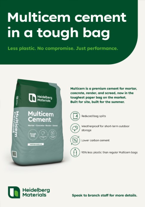 Heidelberg Materials multicem cement in a tough bag 