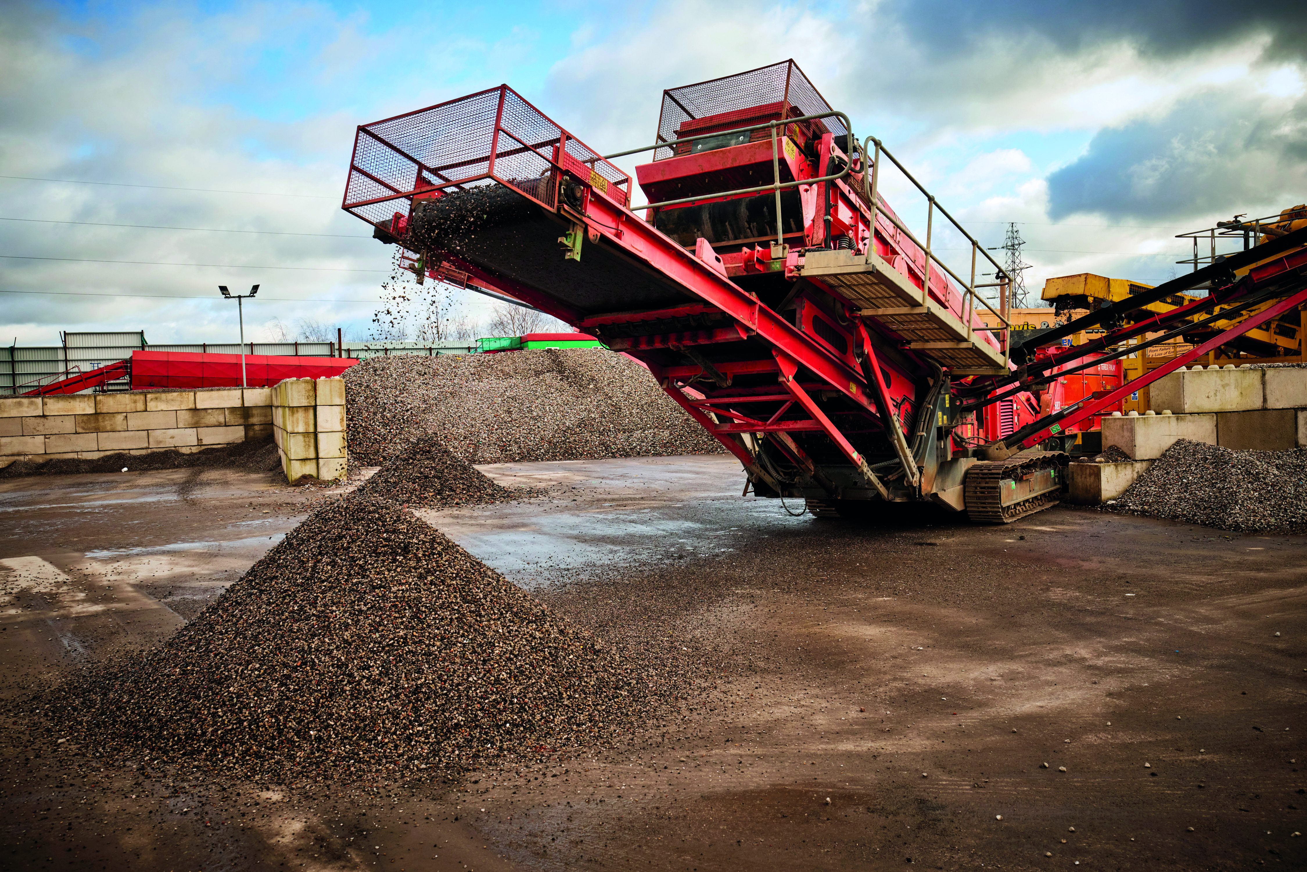 Pile of recycled aggregates at a Heidelberg Materials UK quarry