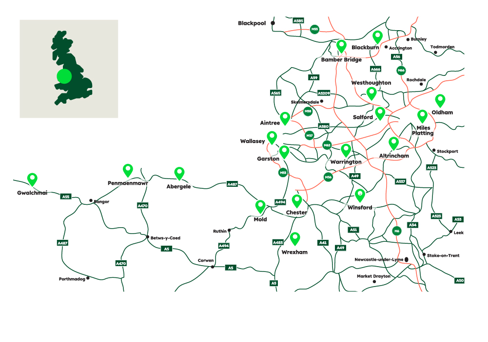 Concrete North West and North Wales Area Sales Map