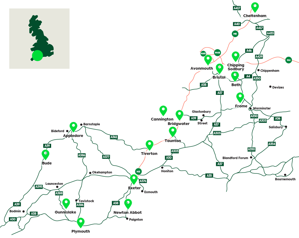 Concrete South West Area Sales Map