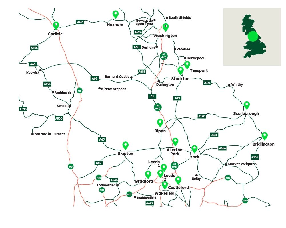 Concrete Yorkshire, North East and Cumbria Area Sales Map
