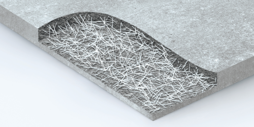 Image shows the cross-section of FibreCrete from Heidelberg Materials