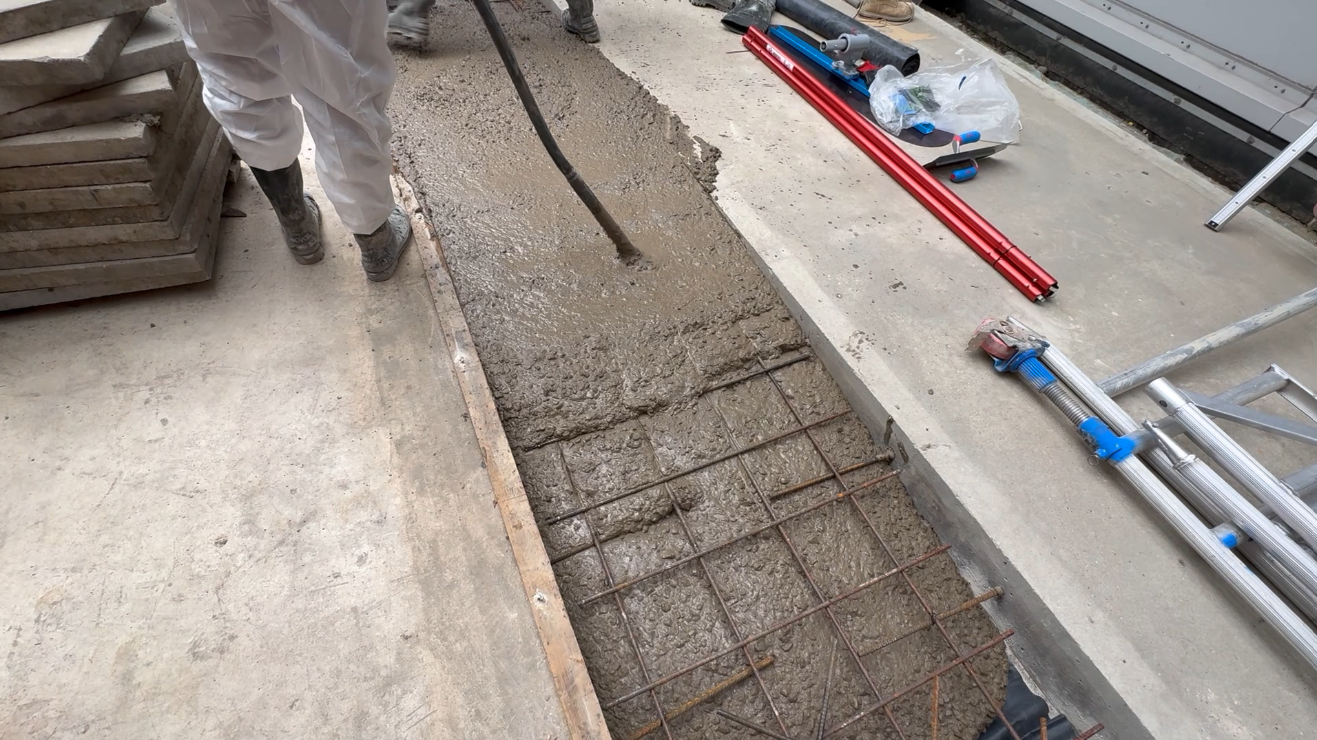 Concrete with calcined clay being poured in London