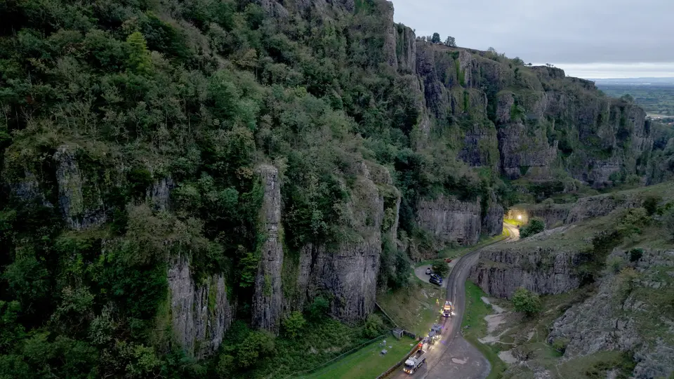 Heidelberg Materials contracting team working on scenic road through Cheddar Gorge