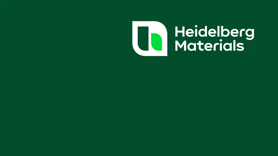 Heidelberg Materials logo on green background
