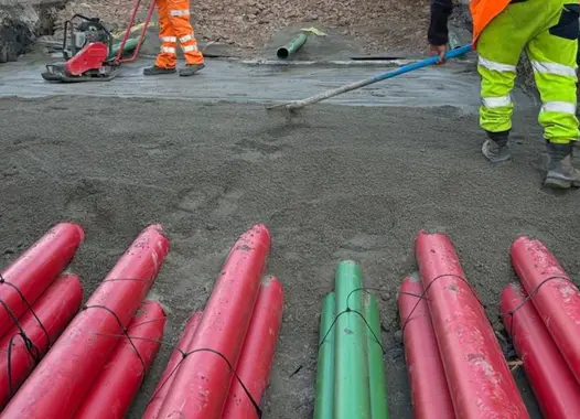 Cable burial with ENA TS 97-1 approved PowerSand CBS Extra, by Heidelberg Materials